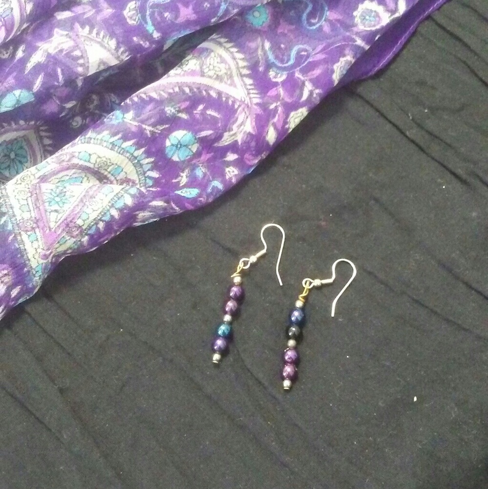 Purple Iridescent  Beaded Earrings. PRICE FIRM UNLESS BUNDLED